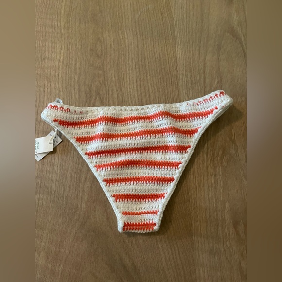 Aerie| Cheeky Bikini Bottom in Crotchet Knit Striped Nautical Style, Beachy,NWT• - Picture 3 of 9